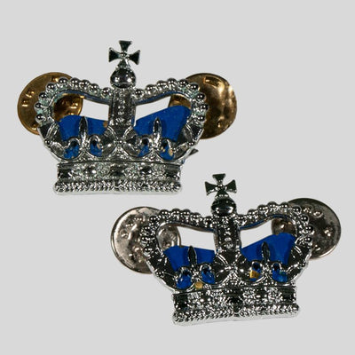 Metal Blue Crown Police Pip Badges
