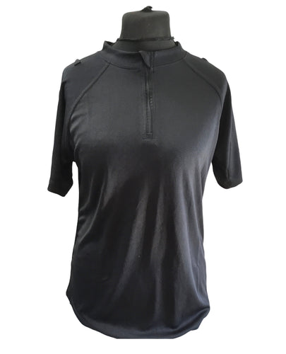 Police Polo Top Black With Zip-REDUCED TO CLEAR